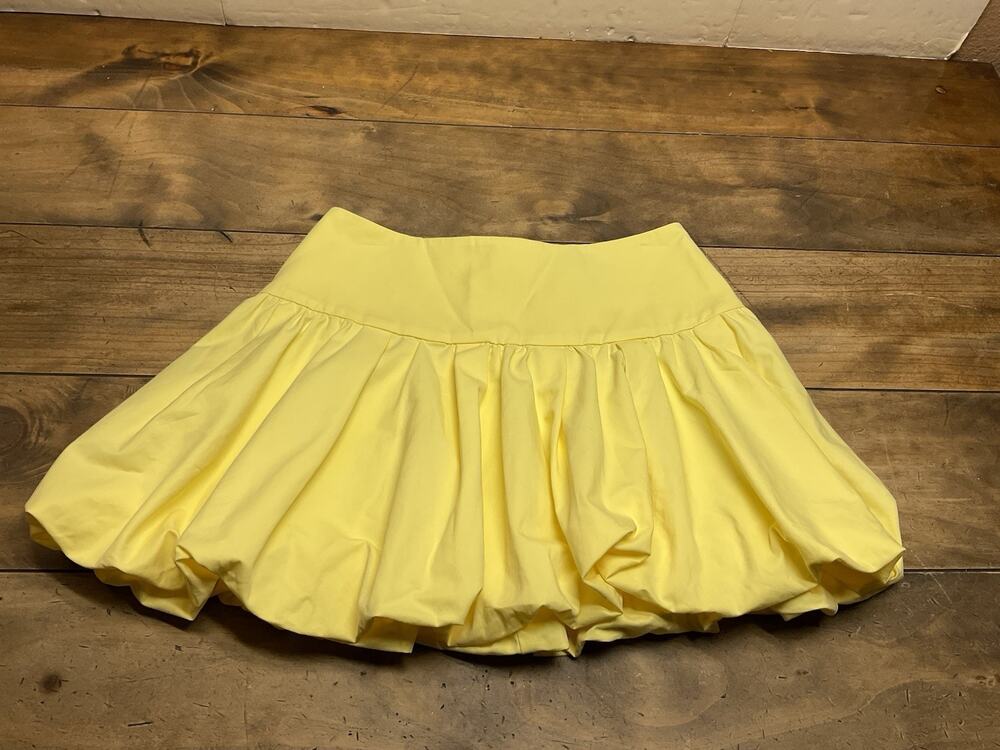 Anthropologie Mare Mare Drop-Waist Bubble-Hem Mini Skirt Yellow Size Medium NWT